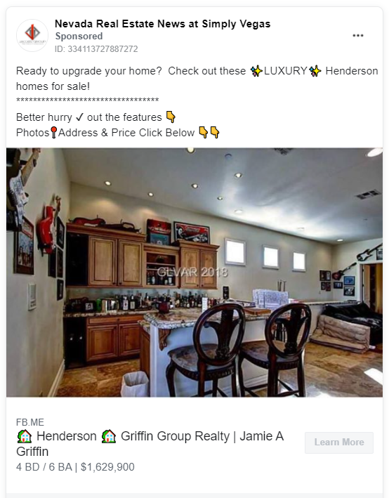 real estate Facebook ads examples