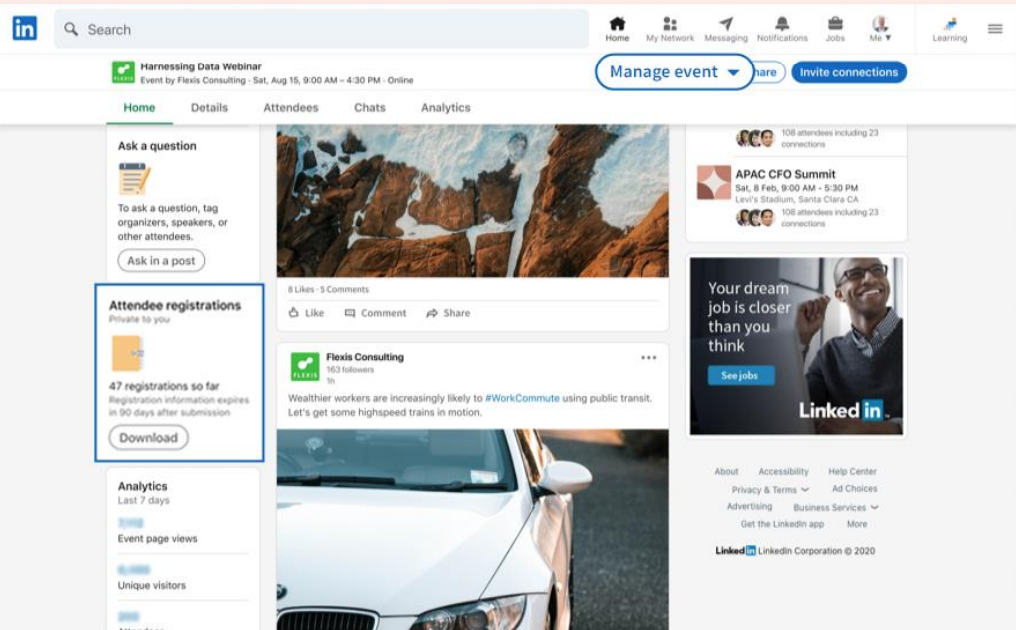 example of Linkedin event ad