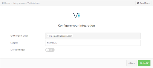 vinsolutions configuration