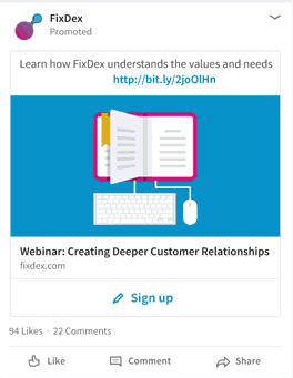 LinkedIn Lead Gen Forms example by FixDex