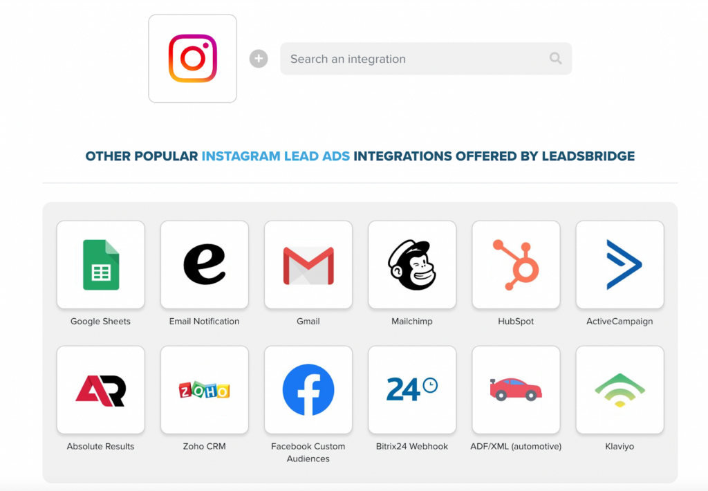 Instagram integration with CRM