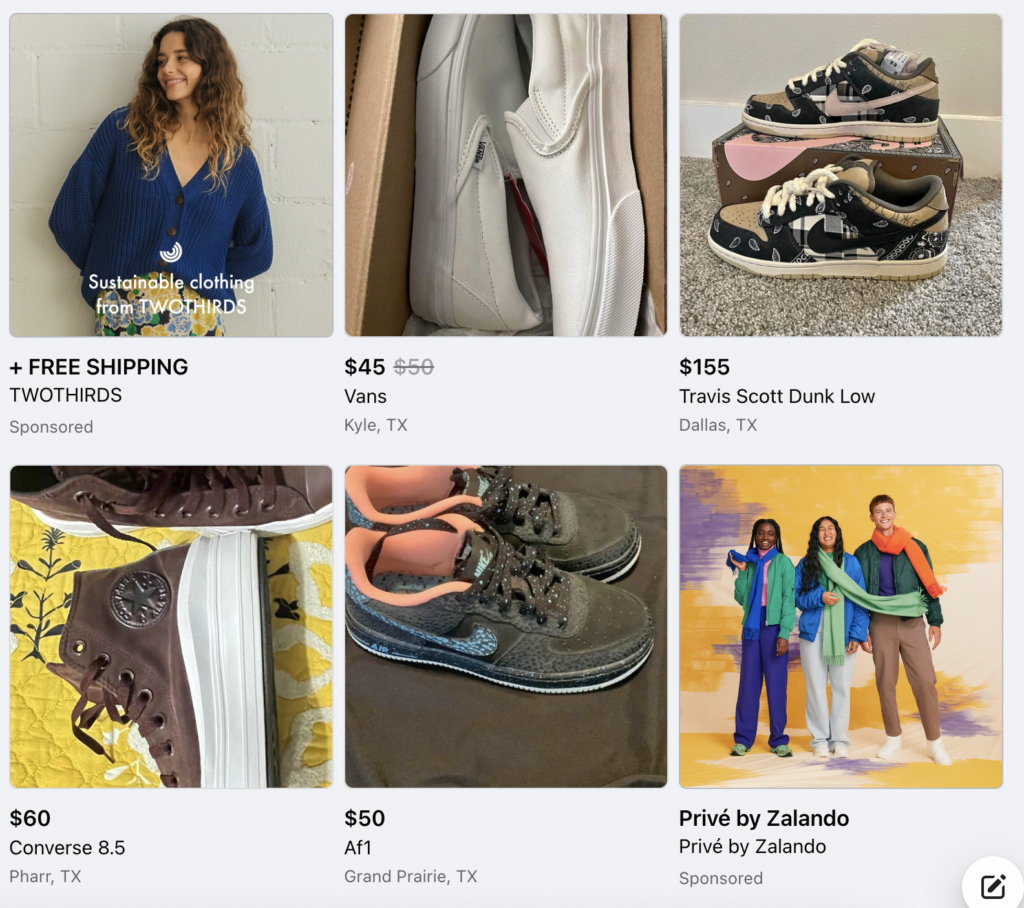 Facebook Marketplace ads products' examples