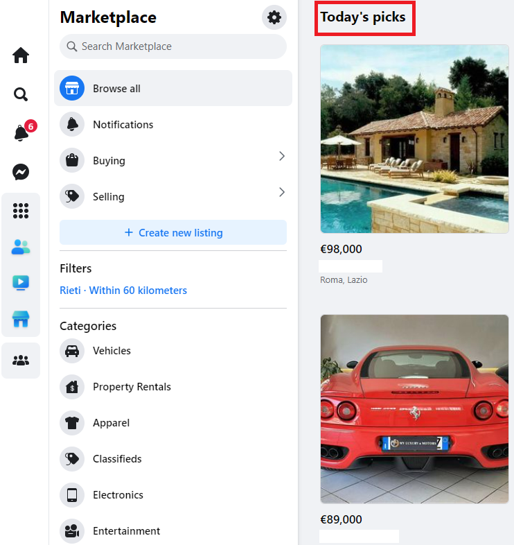 Facebook marketplace ads examples: Today's Picks