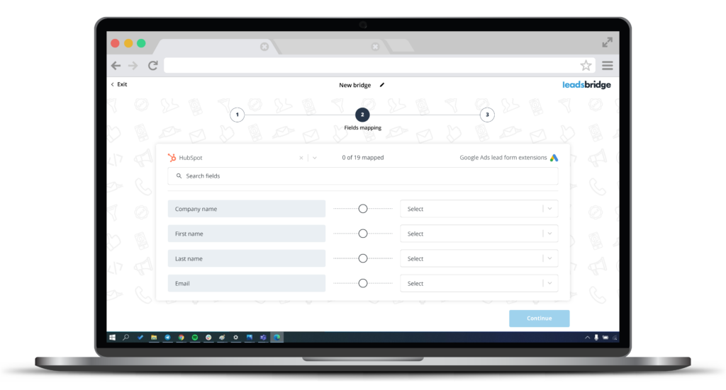 Match your integration's fields on LeadsBridge