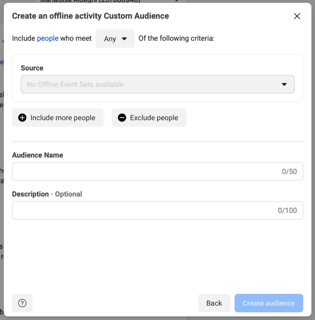 Offlne activity custom audience