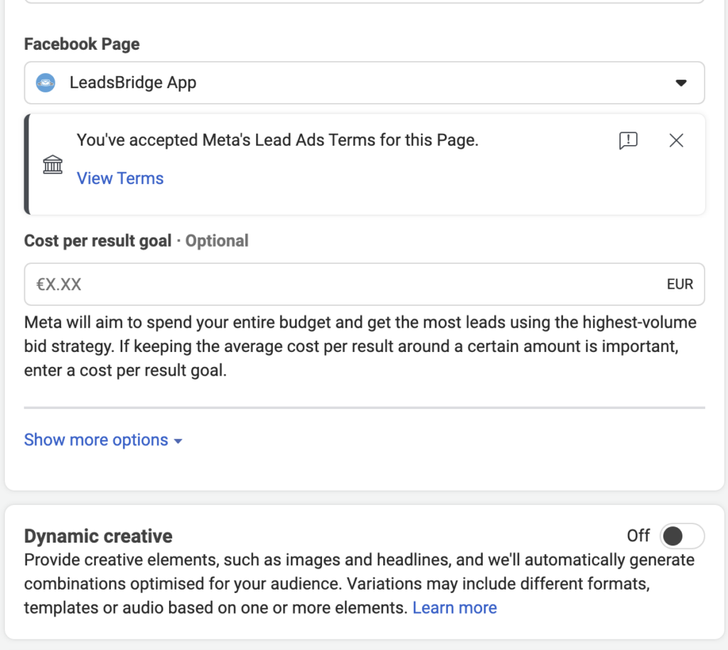 How to set up Facebook Lead Ads: Add your Facebook Page
