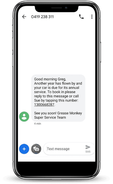 Personalized SMS campaign example