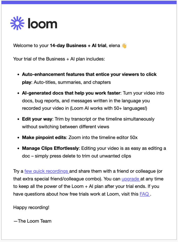Email marketing automation example