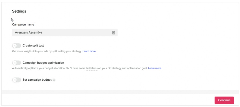 How to set up TikTok Lead Generation: Name your campaign and set a budget
