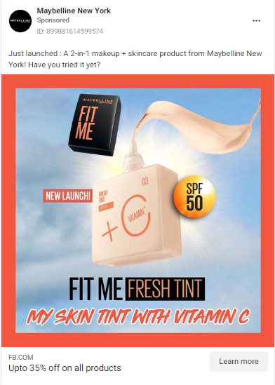 facebook led ads beauty example