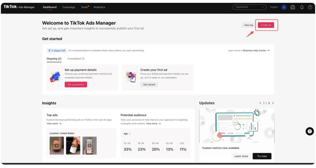 tiktok ads manager