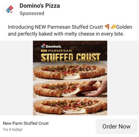 Example of Facebook lead ad pizza franchise