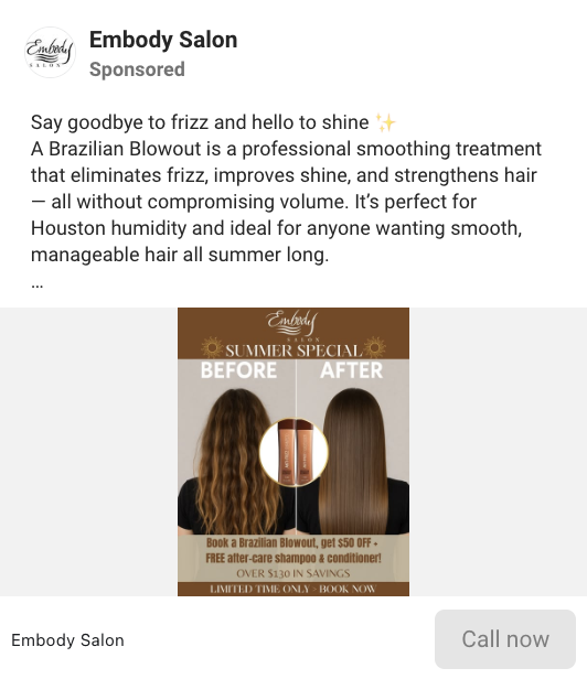 Facebook lead ads hair care examples
