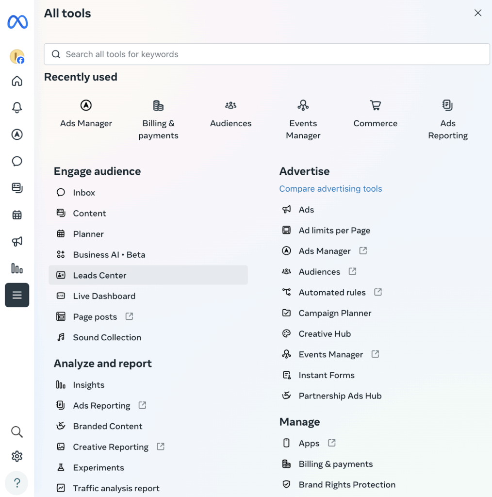 Meta Business Suite UI